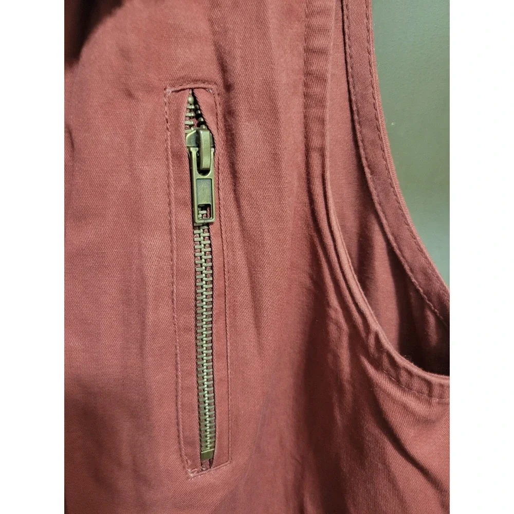 Zenana Outfitters Hooded Cinch Waist Utility Cargo Vest Size Large Cotton Layer - Picture 6 of 12